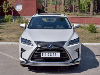 Защита переднего бампера (2 трубы Ø63 и 42 мм, нержавейка, кроме F-Sport) SLITKOFF Lexus RX350L  AL20 (2017-2022) дорестайлинг, рестайлинг
