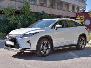13 999 р. Защита переднего бампера (Ø75х42 мм, нержавейка, кроме F-Sport) Russtal Lexus RX350L AL20 дорестайлинг (2017-2019)  с доставкой в г. Пермь. Увеличить фотографию 2