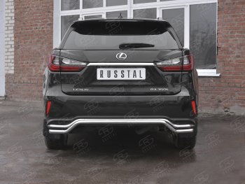 Защита заднего бампера (Ø42 мм волна, нержавейка, NOT F-SPORT) SLITKOFF Lexus RX350L  AL20 (2017-2022) дорестайлинг, рестайлинг