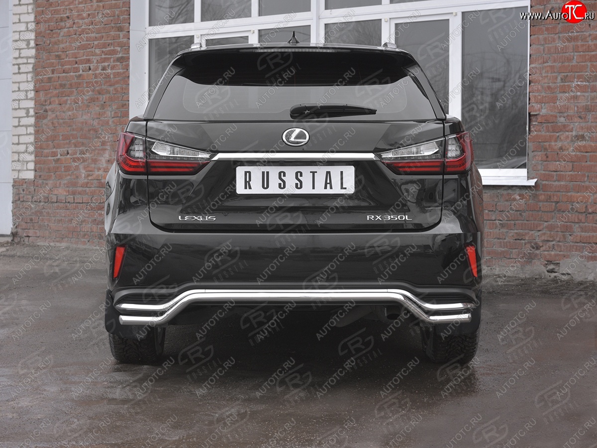 15 799 р. Защита заднего бампера (Ø42 мм волна, нержавейка, NOT F-SPORT) SLITKOFF  Lexus RX350L  AL20 (2017-2022) дорестайлинг, рестайлинг  с доставкой в г. Пермь