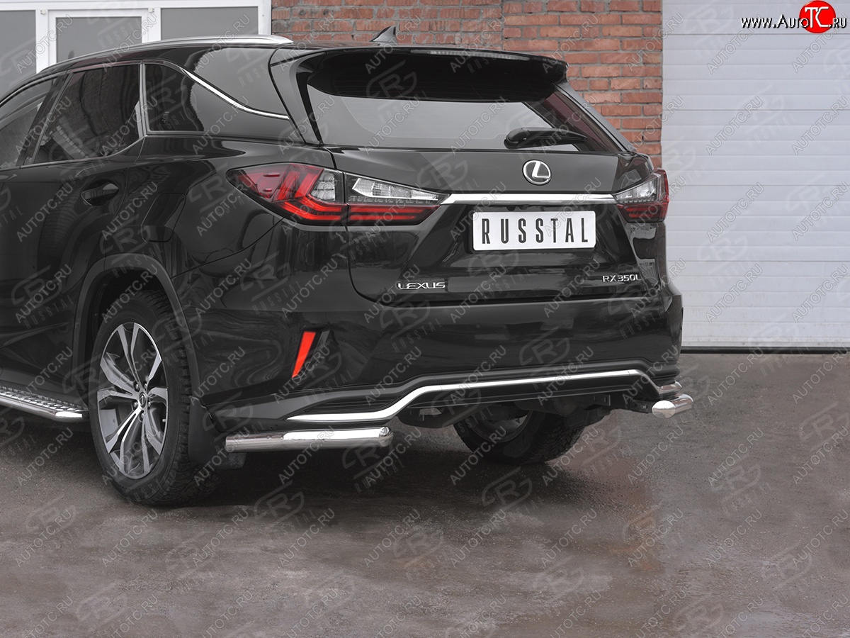 17 949 р. Защита заднего бампера (Ø63 уголки, нержавейка, NOT F-SPORT) SLITKOFF  Lexus RX350L  AL20 (2017-2022) дорестайлинг, рестайлинг  с доставкой в г. Пермь