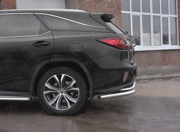 17 949 р. Защита заднего бампера (Ø63 уголки, нержавейка, NOT F-SPORT) SLITKOFF  Lexus RX350L  AL20 (2017-2022) дорестайлинг, рестайлинг  с доставкой в г. Пермь. Увеличить фотографию 2
