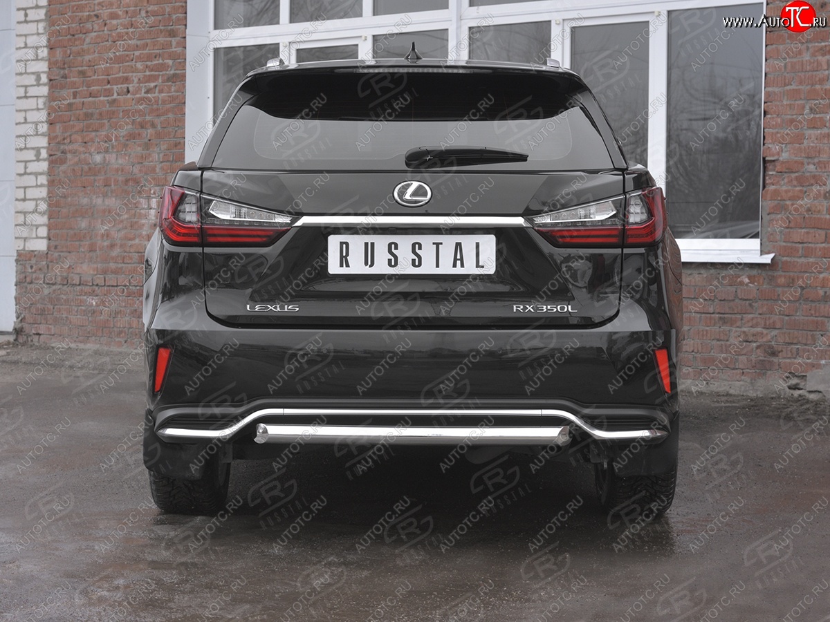 17 999 р. Защита заднего бампера (Ø63 мм, нержавейка, NOT F-SPORT) SLITKOFF  Lexus RX350L  AL20 (2017-2022) дорестайлинг, рестайлинг  с доставкой в г. Пермь