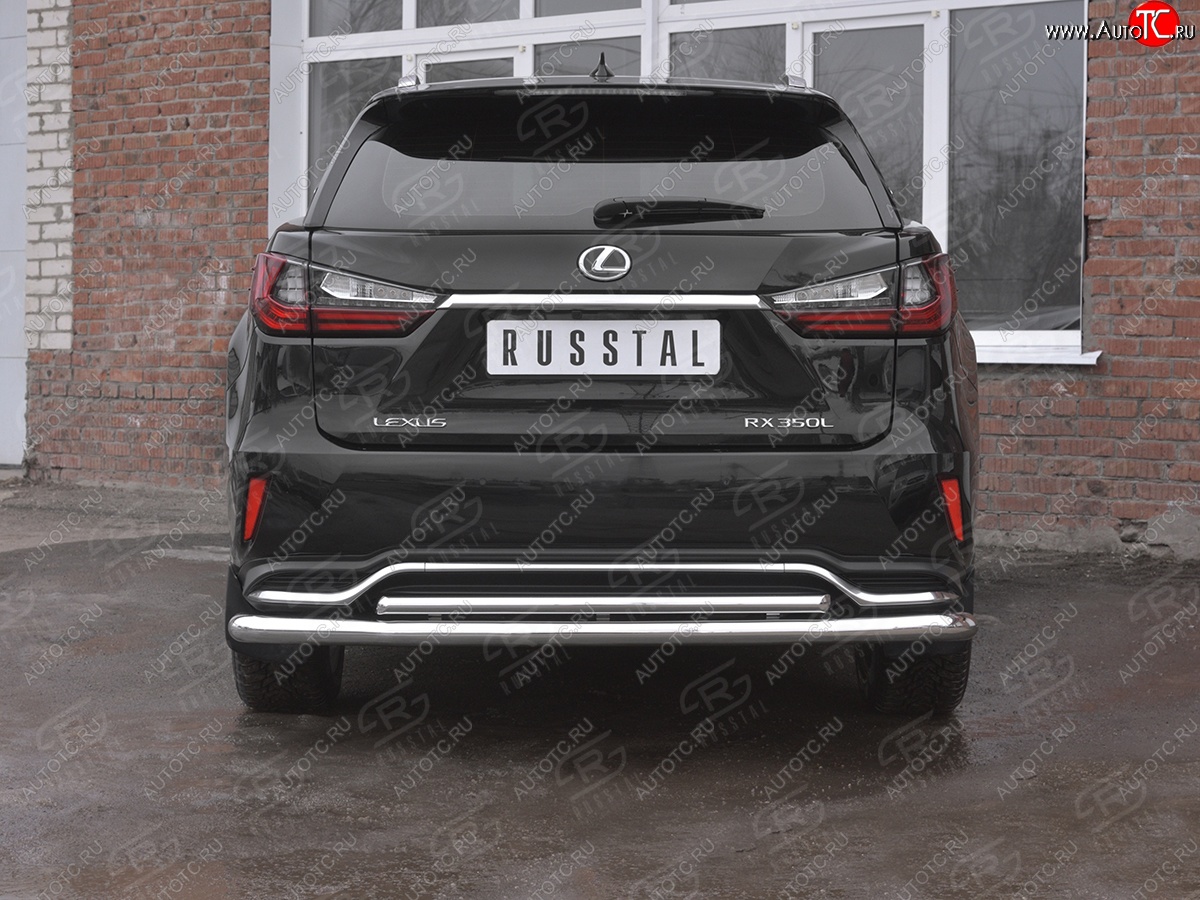 20 599 р. Защита заднего бампера (Ø63 и 42 мм, нержавейка, NOT F-SPORT) SLITKOFF  Lexus RX350L  AL20 (2017-2022) дорестайлинг, рестайлинг  с доставкой в г. Пермь
