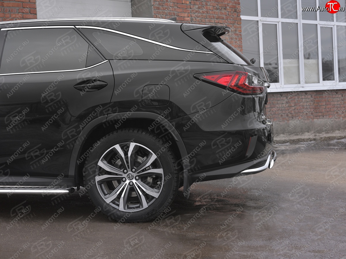 13 999 р. Защита заднего бампера (Ø75х42 мм, нержавейка, NOT F-SPORT) Russtal Lexus RX350L AL20 рестайлинг (2019-2022)  с доставкой в г. Пермь