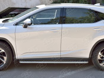 24 649 р. Порожки для ног (кроме комплектации F-Sport) SLITKOFF (Ø42 мм)  Lexus RX350L  AL20 (2017-2022) дорестайлинг, рестайлинг (Лист алюминиевый, труба - нержавейка)  с доставкой в г. Пермь. Увеличить фотографию 2