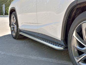 24 649 р. Порожки для ног (кроме комплектации F-Sport) SLITKOFF (Ø42 мм)  Lexus RX350L  AL20 (2017-2022) дорестайлинг, рестайлинг (Лист алюминиевый, труба - нержавейка)  с доставкой в г. Пермь. Увеличить фотографию 3