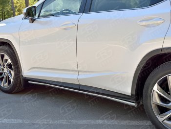 Защита порогов (Ø42 мм, нержавейка, кроме F-Sport) SLITKOFF Lexus RX350L  AL20 (2017-2022) дорестайлинг, рестайлинг (Металлические торцы под 90°)