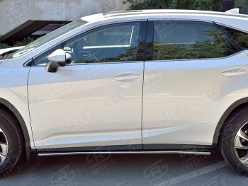 17 299 р. Защита порогов (Ø42 мм, нержавейка, кроме F-Sport) SLITKOFF  Lexus RX350L  AL20 (2017-2022) дорестайлинг, рестайлинг (Металлические торцы под 90°)  с доставкой в г. Пермь. Увеличить фотографию 2