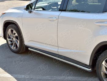 19 999 р. Защита порогов (Ø63 мм, нержавейка, кроме F-sport) SLITKOFF  Lexus RX350L  AL20 (2017-2022) дорестайлинг, рестайлинг (Металлические торцы под 45°)  с доставкой в г. Пермь. Увеличить фотографию 2