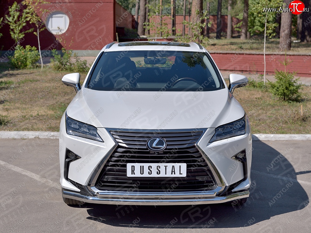 19 549 р. Защита переднего бампера (2 трубыØ63 и 42 мм, нержавейка) SLITKOFF Lexus RX 200T AL20 дорестайлинг (2015-2017)  с доставкой в г. Пермь
