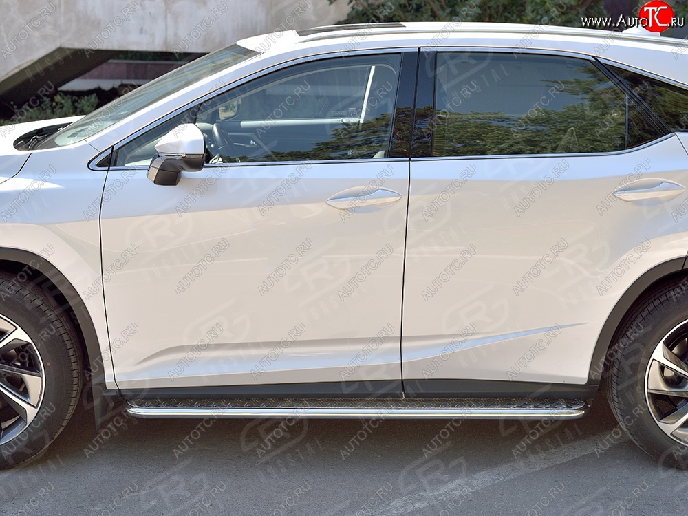 24 649 р. Широкая защита порогов из трубы диаметром 42 мм SLITKOFF  Lexus RX  200T (2015-2017) AL20 дорестайлинг  с доставкой в г. Пермь