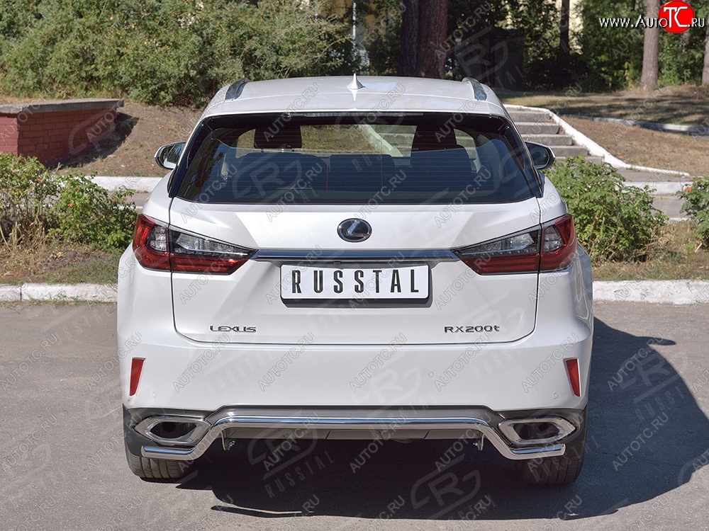 17 399 р. Защита заднего бампера (Ø42 мм волна, нержавейка) SLITKOFF Lexus RX 200T AL20 дорестайлинг (2015-2017)  с доставкой в г. Пермь