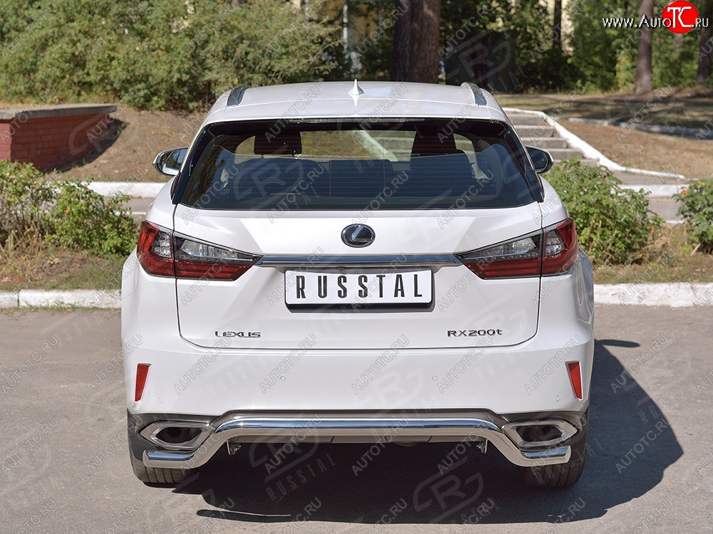19 999 р. Защита заднего бампера диаметром 63 мм с изгибом SLITKOFF Lexus RX 200T AL20 дорестайлинг (2015-2017)  с доставкой в г. Пермь