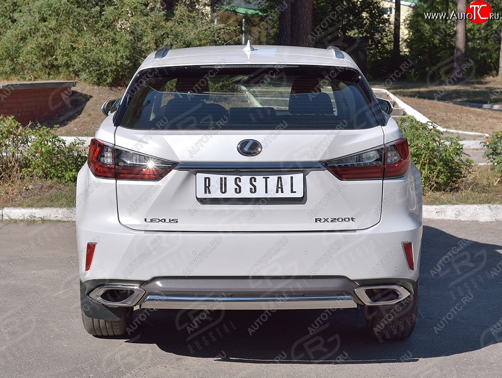 12 999 р. Защита заднего бампера (Ø75x42 мм, нержавейка) Russtal Lexus RX 200T AL20 дорестайлинг (2015-2017)  с доставкой в г. Пермь
