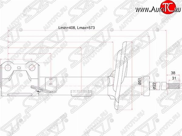 4 749 р. Правый амортизатор передний SAT Lexus RX450H AL10 дорестайлинг (2009-2012)  с доставкой в г. Пермь