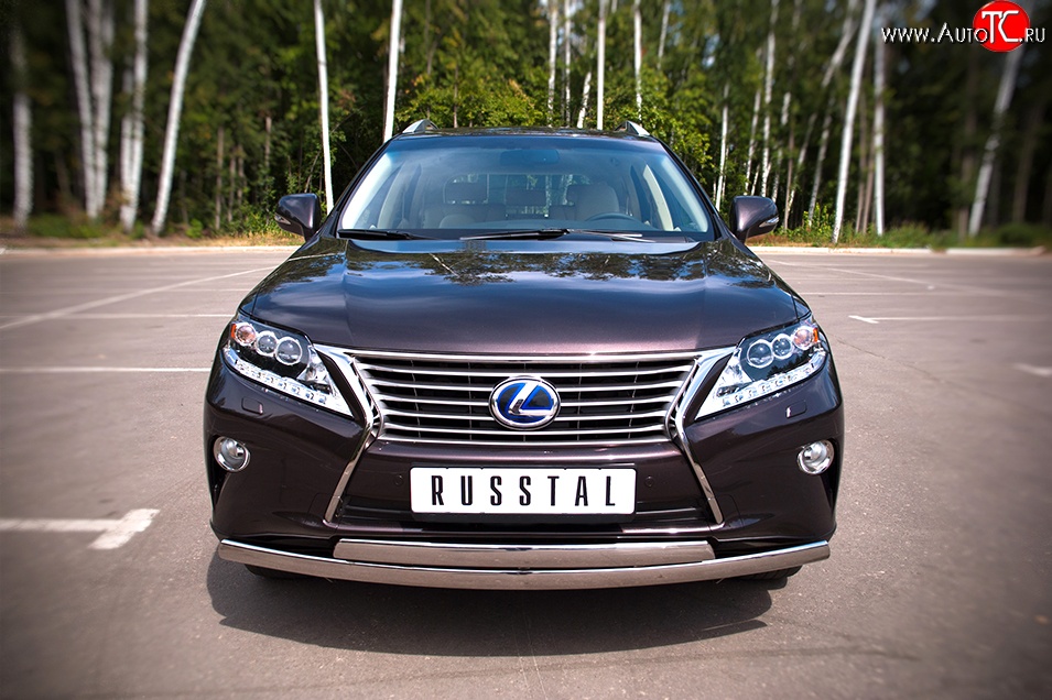 16 849 р. Защита переднего бампера (2 трубыØ75х42 мм, нержавейка) Russtal Lexus RX270 AL10 дорестайлинг (2010-2012)  с доставкой в г. Пермь