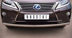 Защита переднего бампера (Ø75х42 мм, нержавейка) Russtal Lexus RX350 AL10 дорестайлинг (2008-2012)