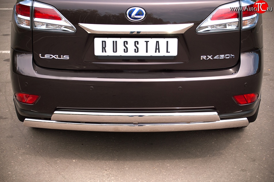 16 849 р. Защита заднего бампера (2 трубы Ø76х42 мм, нержавейка) Russtal Lexus RX450H AL10 дорестайлинг (2009-2012)  с доставкой в г. Пермь