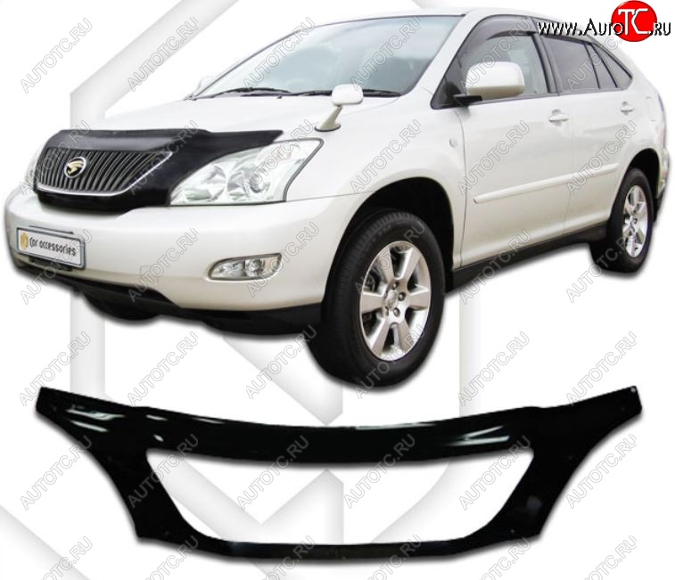 2 899 р. Дефлектор капота (exclusive) CA-Plastiс Lexus RX400H XU30 рестайлинг (2005-2009) (серия Classic черный, Без надписи)  с доставкой в г. Пермь