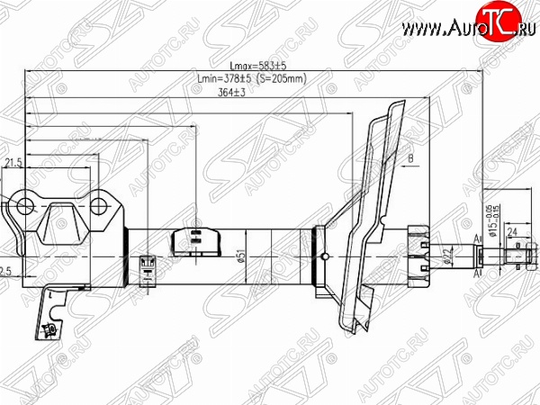 3 999 р. Левый амортизатор задний 4WD SAT Lexus RX400H XU30 рестайлинг (2005-2009)  с доставкой в г. Пермь