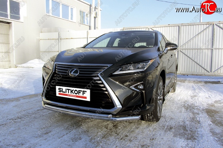 18 999 р. Двойная защита переднего бампера из труб диаметром 57 и 42 мм Slitkoff Lexus RX350 AL20 дорестайлинг (2015-2019) (Нержавейка, Полированная)  с доставкой в г. Пермь