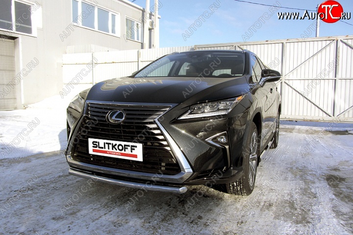 14 999 р. Защита переднего бампера из короткой трубы диаметром 57 мм Slitkoff Lexus RX350 AL20 дорестайлинг (2015-2019) (Нержавейка, Полированная)  с доставкой в г. Пермь