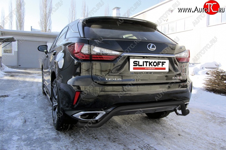 11 299 р. Защита задняя Slitkoff Lexus RX350 AL20 дорестайлинг (2015-2019) (Цвет: серебристый)  с доставкой в г. Пермь