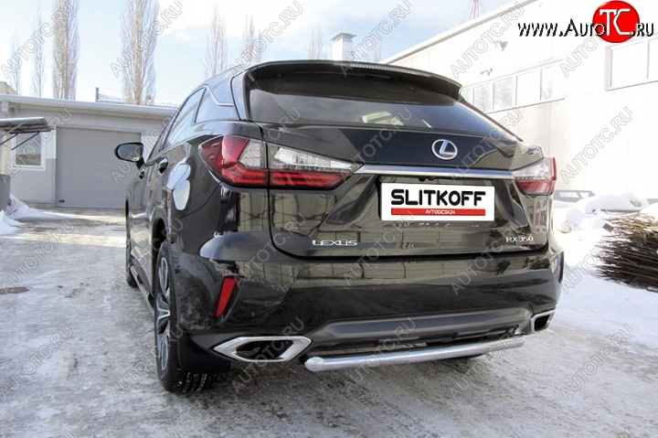 12 799 р. Защита заднего бампера из короткой трубы диаметром 57 мм Slitkoff Lexus RX350 AL20 дорестайлинг (2015-2019) (Нержавейка, Полированная)  с доставкой в г. Пермь
