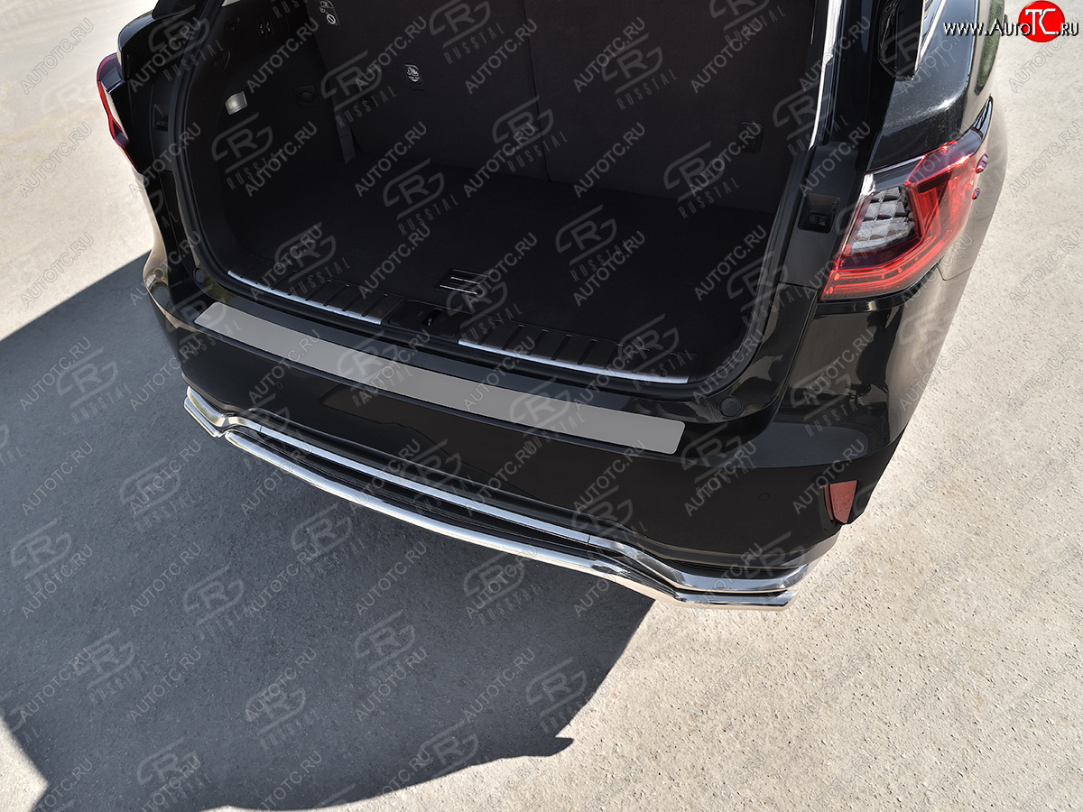 2 199 р. Защитная накладка заднего бампера Russtal Lexus RX350 AL20 дорестайлинг (2015-2019) (Нержавейка шлифованная)  с доставкой в г. Пермь