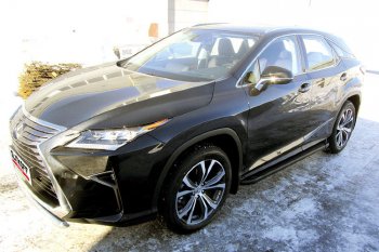 13 349 р. Пороги алюминиевые Slitkoff  Lexus RX350  AL20 (2015-2019) дорестайлинг (Optima Black )  с доставкой в г. Пермь. Увеличить фотографию 2