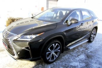 13 349 р. Пороги алюминиевые Slitkoff  Lexus RX350  AL20 (2015-2019) дорестайлинг (Optima Silver)  с доставкой в г. Пермь. Увеличить фотографию 2