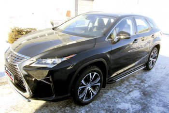 11 299 р. Пороги алюминиевые Slitkoff  Lexus RX350  AL20 (2015-2019) дорестайлинг (Luxe Black)  с доставкой в г. Пермь. Увеличить фотографию 2