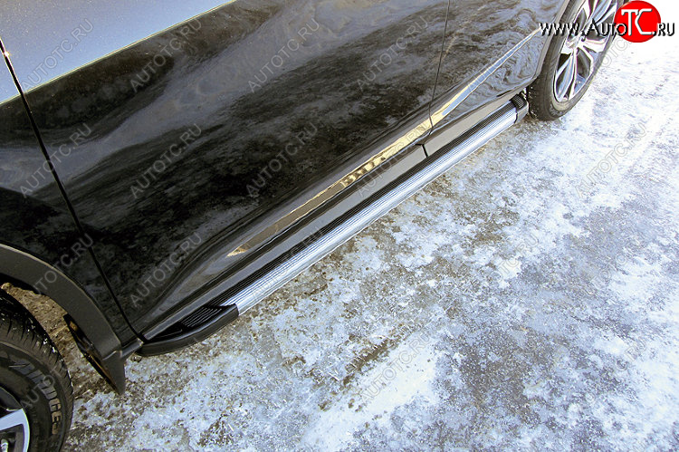 10 699 р. Пороги алюминиевые Slitkoff  Lexus RX350  AL20 (2015-2019) дорестайлинг (Luxe Silver)  с доставкой в г. Пермь