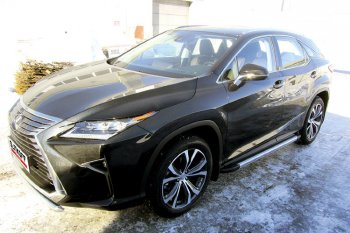 10 699 р. Пороги алюминиевые Slitkoff  Lexus RX350  AL20 (2015-2019) дорестайлинг (Luxe Silver)  с доставкой в г. Пермь. Увеличить фотографию 2