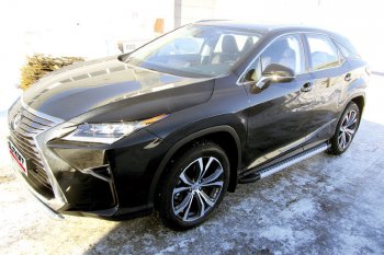 17 399 р. Пороги алюминиевые Slitkoff  Lexus RX350  AL20 (2015-2019) дорестайлинг (Standart Silver)  с доставкой в г. Пермь. Увеличить фотографию 2