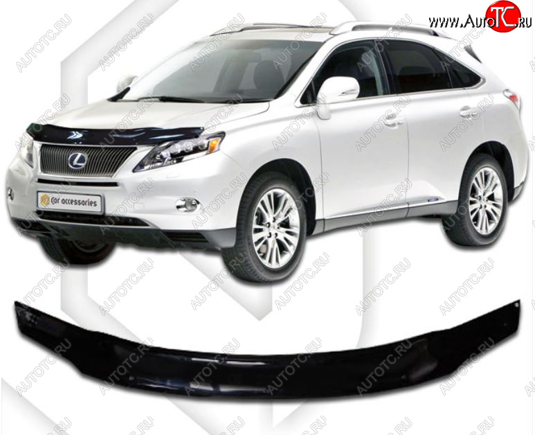 2 099 р. Дефлектор капота на CA-Plastiс Lexus RX350 AL10 дорестайлинг (2008-2012) (серия Classic черный, Без надписи)  с доставкой в г. Пермь