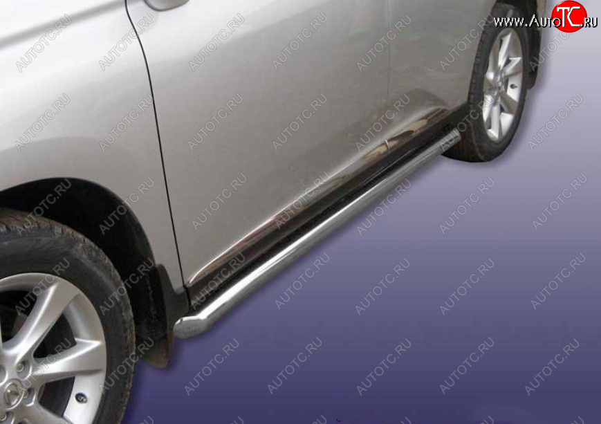16 499 р. Защита порогов Ø76 мм с гибами Slitkoff  Lexus RX350  AL10 (2008-2012) дорестайлинг (сталь с полимерным покрытием, цвет серебро)  с доставкой в г. Пермь