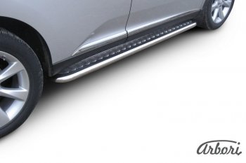 Защита штатных порогов с листом Arbori (нержавейка, алюминий, d57) Lexus RX350 AL10 дорестайлинг (2008-2012)