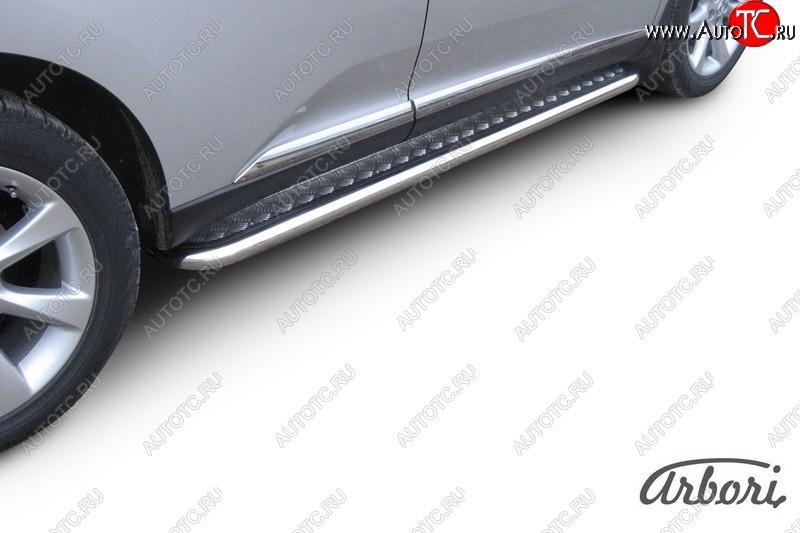 26 729 р. Защита штатных порогов с листом Arbori (нержавейка, алюминий, d57)  Lexus RX350  AL10 (2008-2012) дорестайлинг  с доставкой в г. Пермь