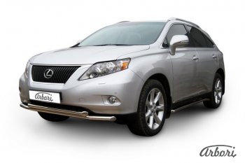 22 049 р. Защита переднего бампера Arbori (нержавейка, 2 трубы d57 и 57 mm) Lexus RX350 AL10 дорестайлинг (2008-2012)  с доставкой в г. Пермь. Увеличить фотографию 2