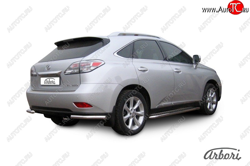 12 509 р. Защита заднего бампера Arbori (уголки, нержавейка, 1 труба d57 mm). Lexus RX350 AL10 дорестайлинг (2008-2012)  с доставкой в г. Пермь