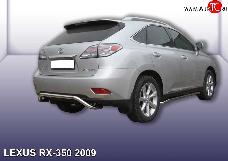 14 549 р. Фигурная защита заднего бампера диаметром 57 мм Slitkoff Lexus RX350 AL10 дорестайлинг (2008-2012) (Нержавейка, Полированная)  с доставкой в г. Пермь