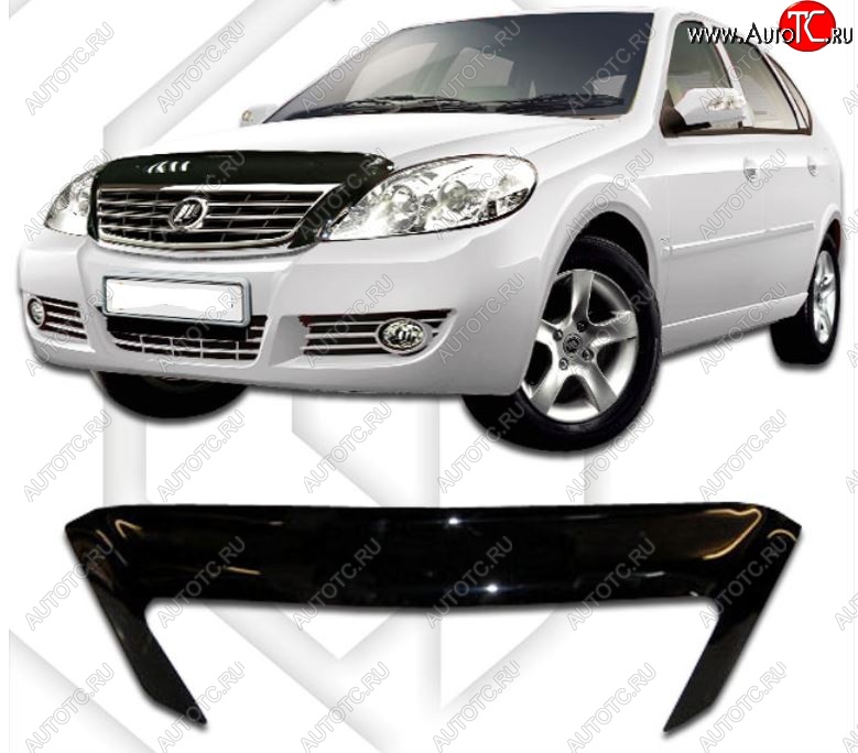 2 079 р. Дефлектор капота CA-Plastic Lifan Breez (2006-2012) (Classic черный, Без надписи)  с доставкой в г. Пермь