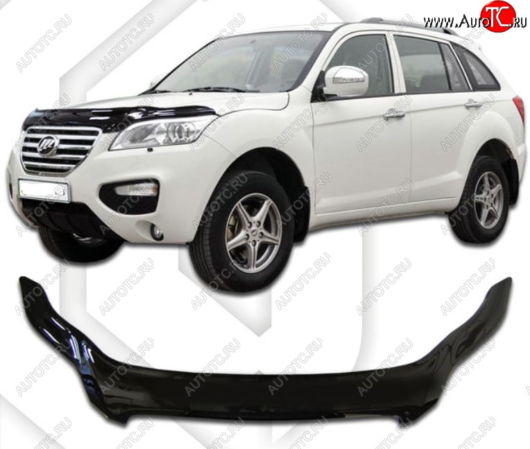 2 199 р. Дефлектор капота CA-Plastiс exclusive Lifan X60 дорестайлинг (2011-2015) (серия Classic черный, Без надписи)  с доставкой в г. Пермь