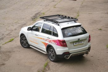 26 349 р. Порожки для ног из трубы Ø51 с алюминиевой площадкой Petroil Tuning  Lifan X60 (2016-2025) 2-ой рестайлинг (Нержавеющая полированная сталь)  с доставкой в г. Пермь. Увеличить фотографию 3