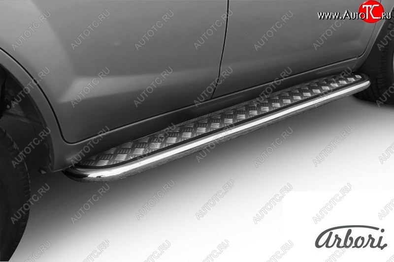 11 249 р. Защита штатных порогов с листом Arbori (труба - нержавейка d42, лист - алюминий) Lifan X60 дорестайлинг (2011-2015)  с доставкой в г. Пермь