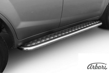Защита порогов для ног Arbori (нержавейка, алюминий, d60) Lifan X60 дорестайлинг (2011-2015)