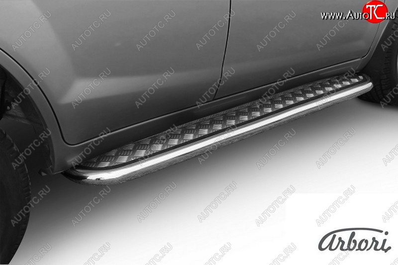 15 929 р. Защита порогов для ног Arbori (нержавейка, алюминий, d60) Lifan X60 дорестайлинг (2011-2015)  с доставкой в г. Пермь