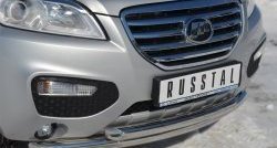 17 949 р. Защита переднего бампера (2 трубыØ63 мм, нержавейка) SLITKOFF Lifan X60 дорестайлинг (2011-2015)  с доставкой в г. Пермь. Увеличить фотографию 2